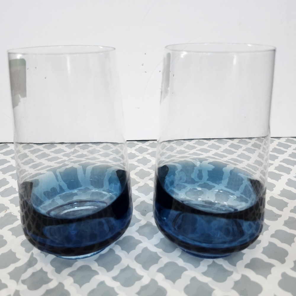 Blue Glass Tumblers Set of 2